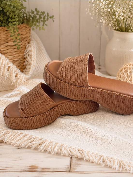 American Eagle Outfitters Shoes - American Eagle Outfitters Woven Slide Sandals - Brown
